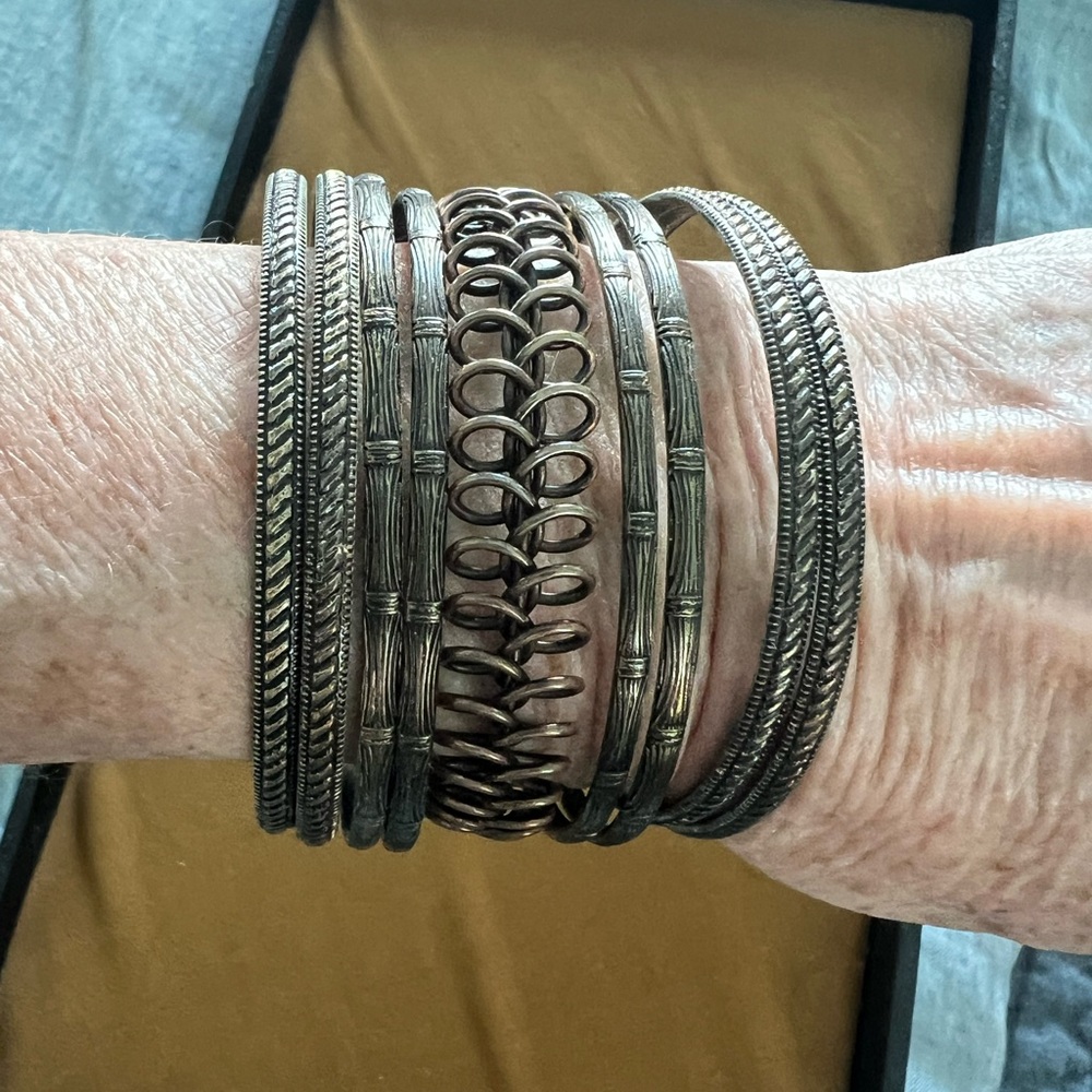 Stacked Mixed Metal Wide Cuff in Antique Gold Tone